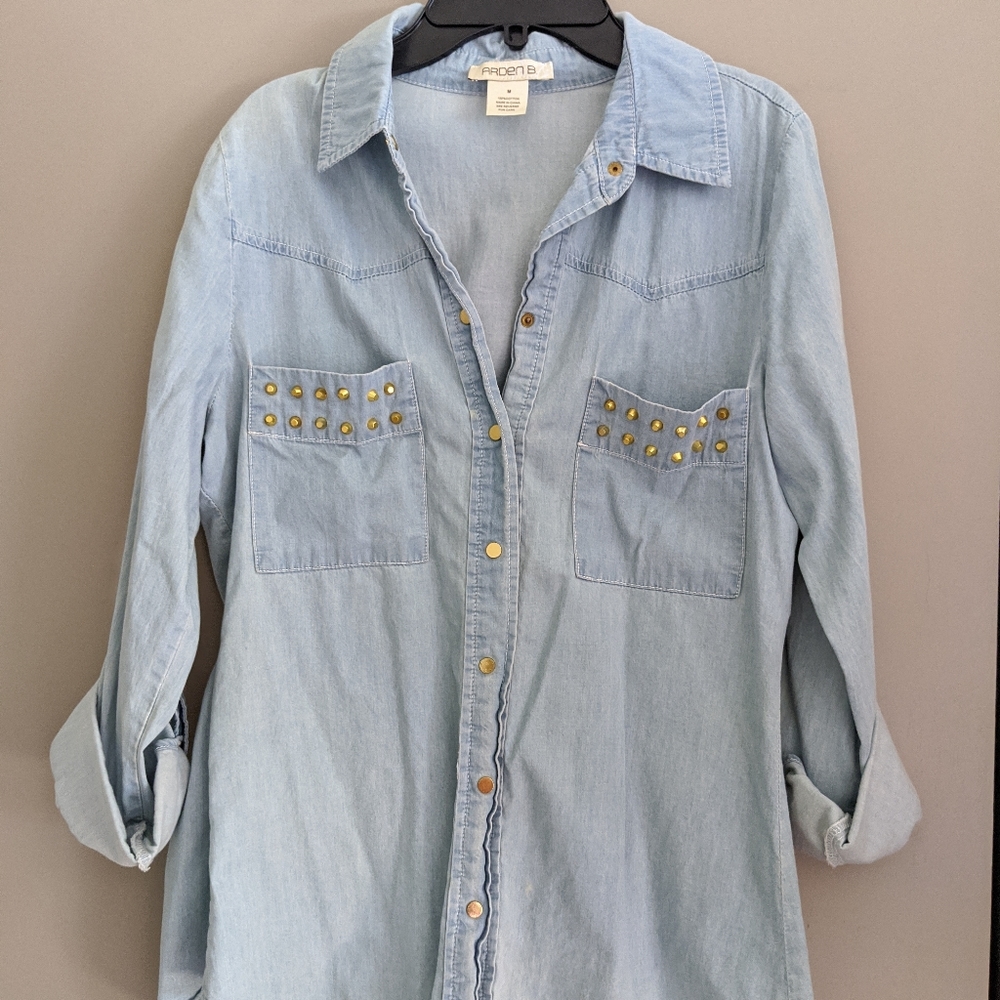 Golden studded denim top